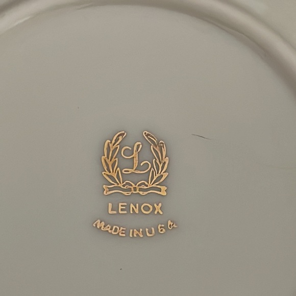 24k gold Tiffany blue Ship VINTAGE LENOX RIBBED ROUND SMALL FINE CHINA PLATE - Picture 2 of 4